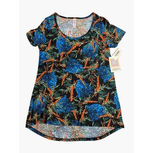 LuLaRoe Classic Tee XS Blue Jaguar Cheetah Unicorn Print Pullover Top NWT